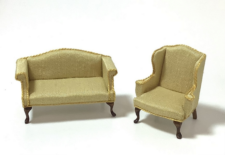 1/2" Scale Sofa and Wing Chair Set